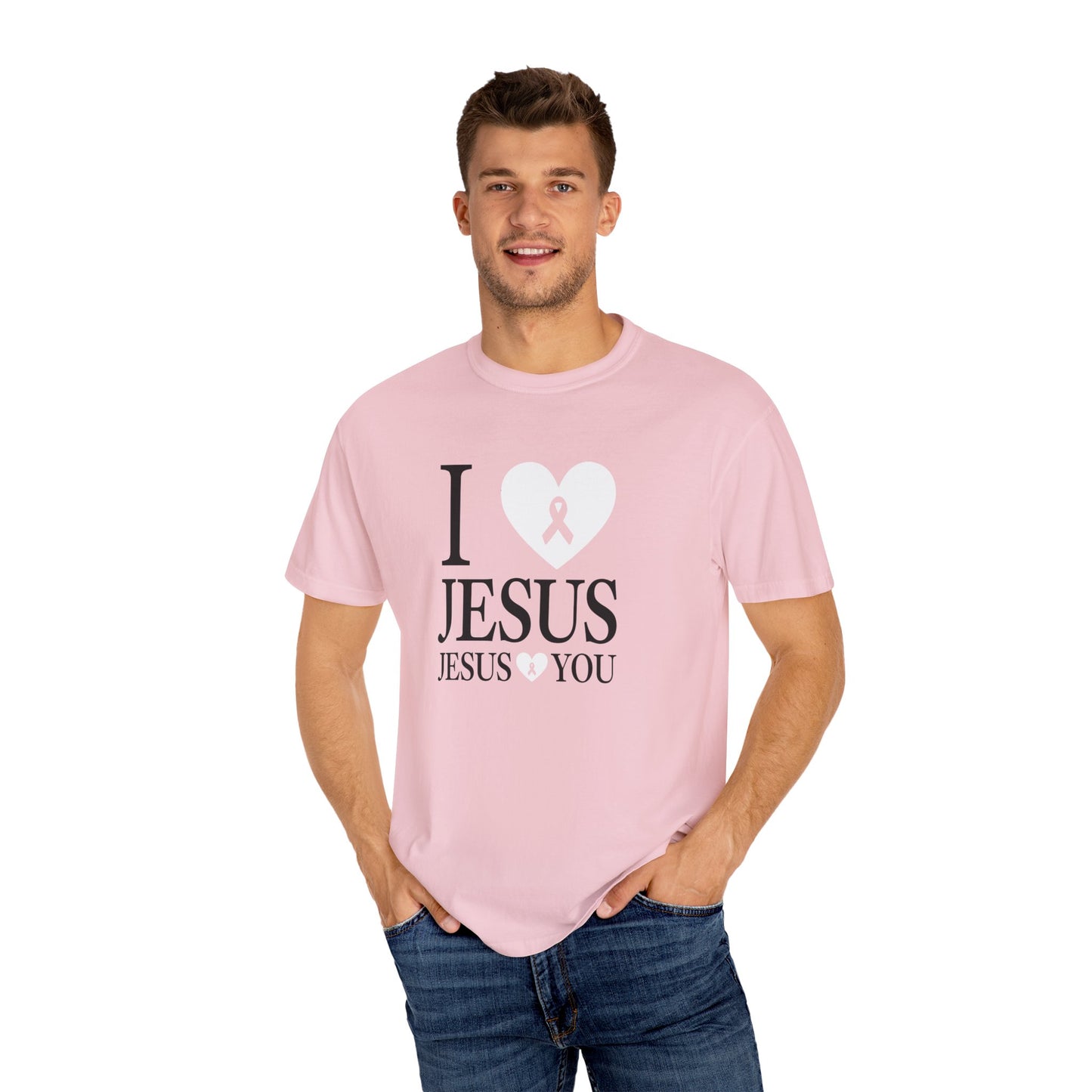 "I Love Jesus Jesus Loves You" Breast Cancer Awarness Tee