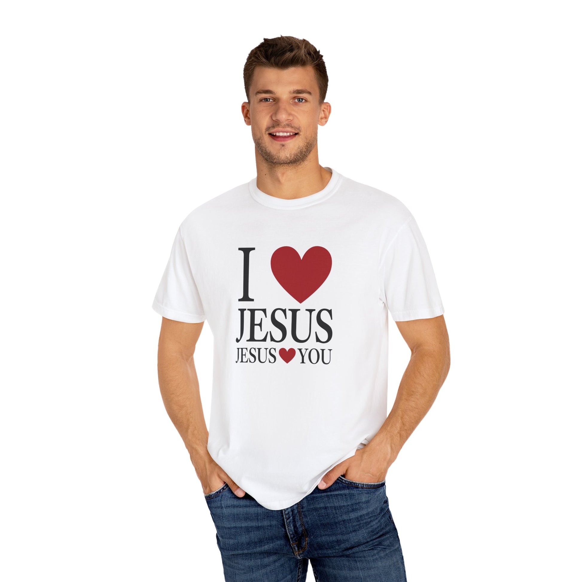 Jesus Loves You T-Shirt In Faded Navy - Foto 3