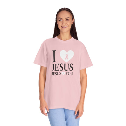 "I Love Jesus Jesus Loves You" Breast Cancer Awarness Tee