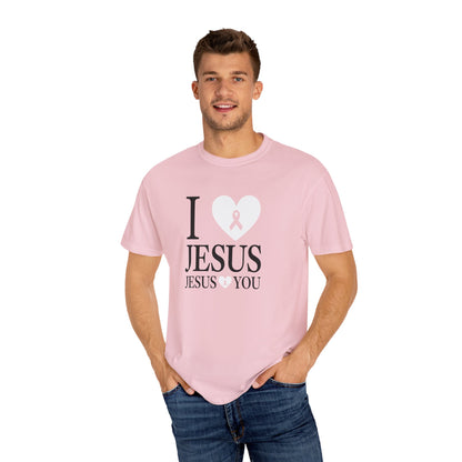 "I Love Jesus Jesus Loves You" Breast Cancer Awarness Tee
