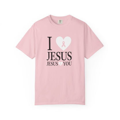 "I Love Jesus Jesus Loves You" Breast Cancer Awarness Tee